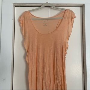American Eagle Outfitters Peach Festival Tee Shirt Ruffle Sleeve Size Medium EUC